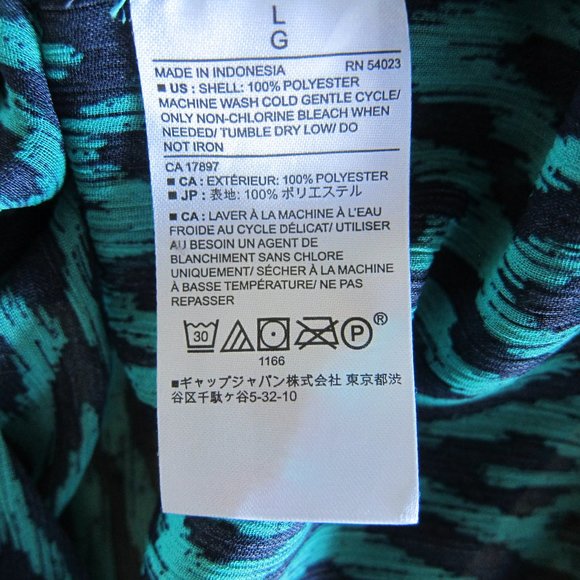 BANANA REPUBLIC FACTORY SHEER GREEN TOP WITH TRIBAL PRINT - SIZE LARGE - Picture 7 of 7